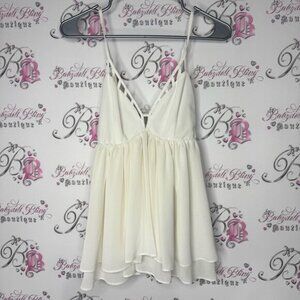 Cecico tank top Elegant White Sleeveless Top fairy boho cut out strappy cami